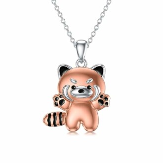 Red Panda Gifts 925 Sterling Silver Rose Gold Red Panda Necklace