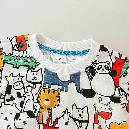 Colorful kids shirt with cartoon animal prints