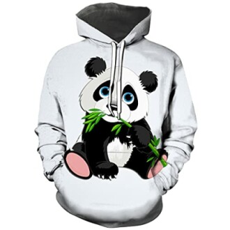 Hoodie with cartoon panda eating bamboo