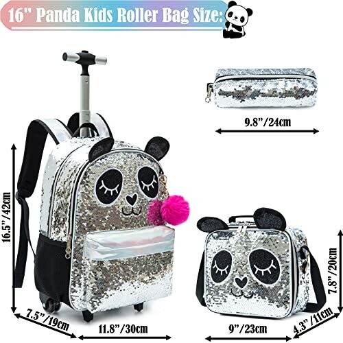 Panda Kids Rolling Backpack