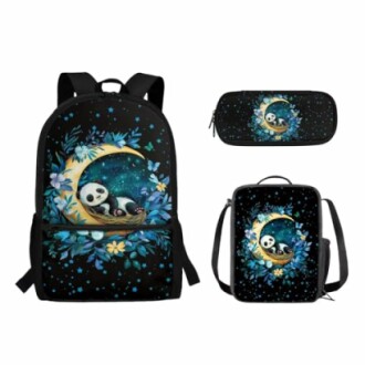 Cute Cartoon Panda Backpack Set