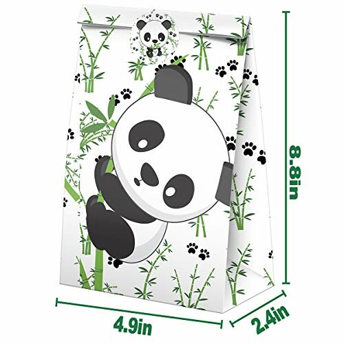 Gift bag with cartoon panda and bamboo design.