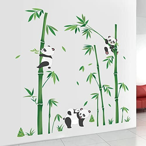 Panda wall stickers with bamboo design