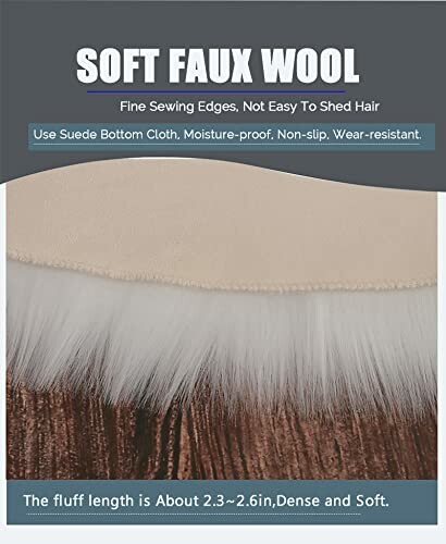 Soft faux wool rug with fine sewing edges, suede bottom, moisture-proof, non-slip, wear-resistant.