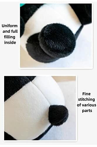 Close-up of stuffed animal showing uniform filling and fine stitching.